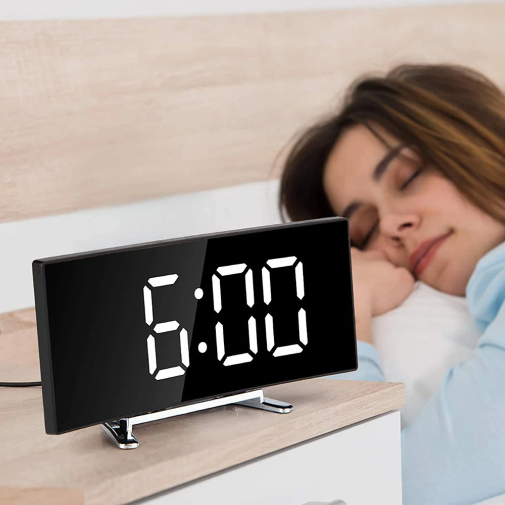 Digital Alarm Clock Curved Dimmable Led Screen Electronic Digital Desktop Clock For Kids Bedroom LED Large Number Table Clock
Digital Alarm Clock Curved Dimmable Led Screen Electronic Digital Desktop Clock For Kids Bedroom LED Large Number Table Clock