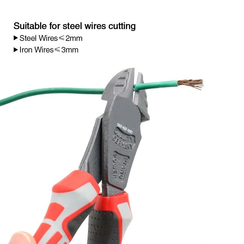185mm High Hardness Red Alloy Steel Heavy Duty Side Cutter Tools 7 Inch Electric Cable Rope Diagonal Wire Pliers Hand Tools
185mm High Hardness Red Alloy Steel Heavy Duty Side Cutter Tools 7 Inch Electric Cable Rope Diagonal Wire Pliers Hand Tools