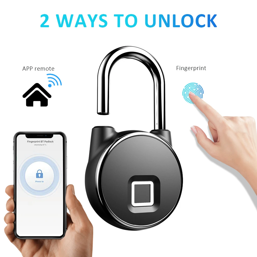 Smart Padlock door lock Keyless Anti-Theft Lock 0.2sec Unlock ia APP/Fingerprint Unlock with 10 Fingerprint Storage for Bike
Smart Padlock door lock Keyless Anti-Theft Lock 0.2sec Unlock ia APP/Fingerprint Unlock with 10 Fingerprint Storage for Bike
