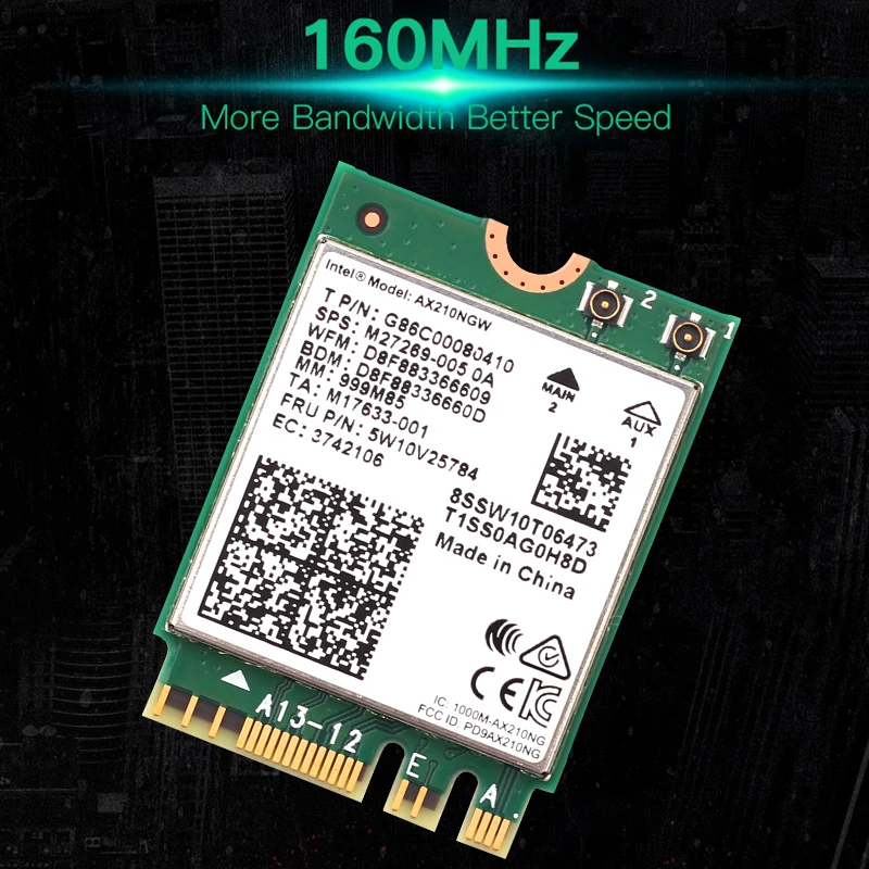 Wi-Fi 6E Bluetooth 5 2 Двухдиапазонная карта Intel AX210 3000 Мбит/с M.2 беспроводная AX210NGW 4G/5G 802.11ax 6