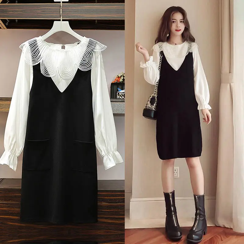 Women's Spring Autumn Style Dress Women's Patchwork Fake Two Pieces Long Sleeve Pocket Peter Pan Collar Elegant Dress AA3303
Women's Spring Autumn Style Dress Women's Patchwork Fake Two Pieces Long Sleeve Pocket Peter Pan Collar Elegant Dress AA3303