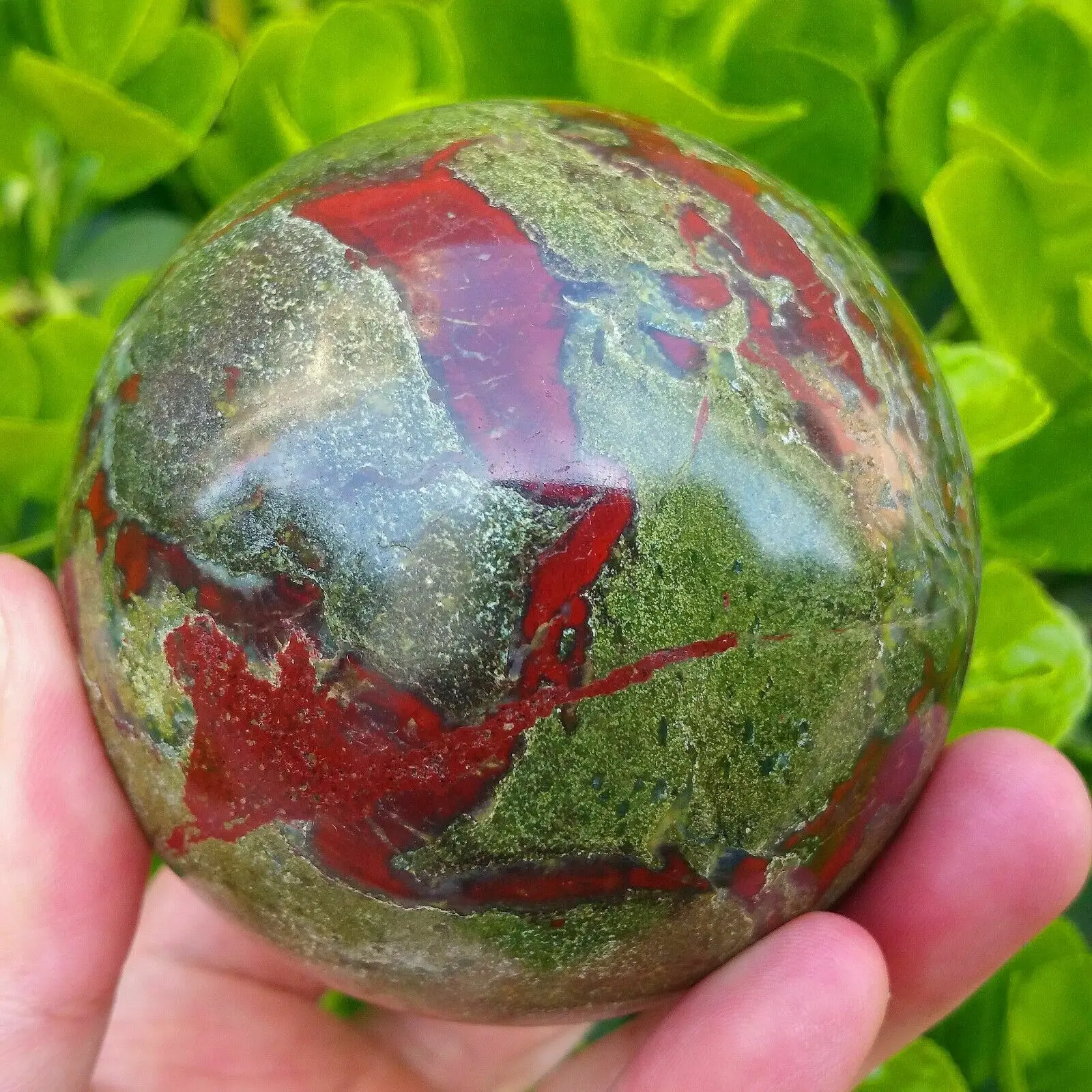 Beautiful natural dragon blood stone ball energy healing Reiki ornaments 
Beautiful natural dragon blood stone ball energy healing Reiki ornaments