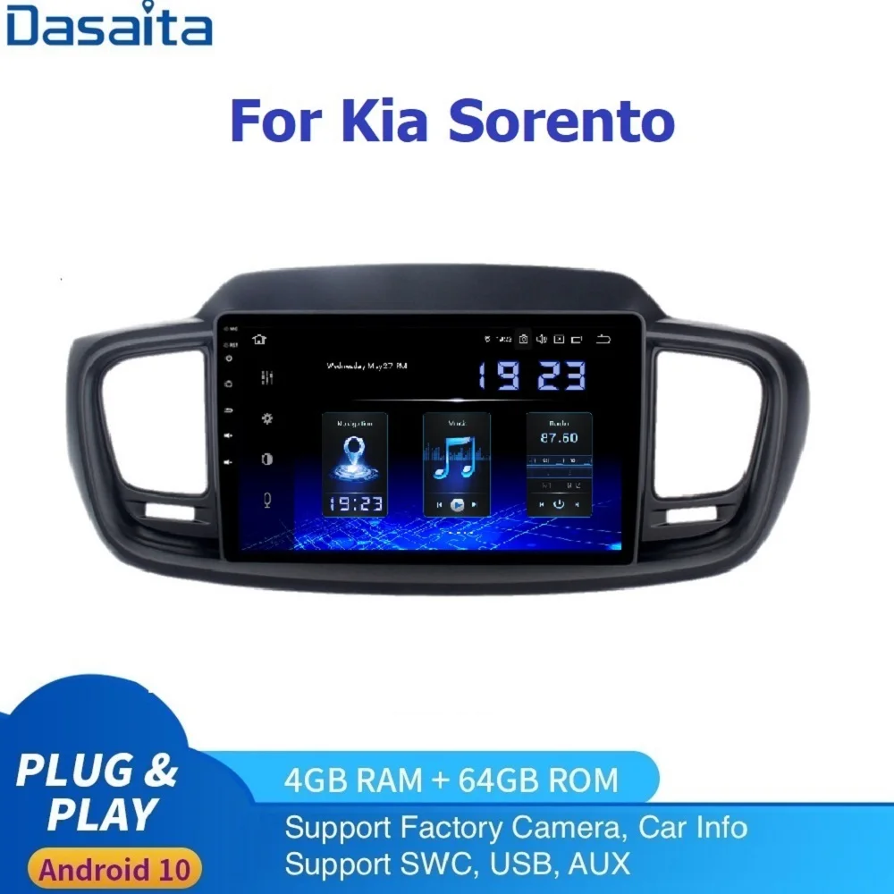 Автомагнитола 2 5D 10 дюйма 1Din Android для Kia Sorento Carplay GPS навигация 2014 2015 2016 2017 2018 2019 PX6 HD