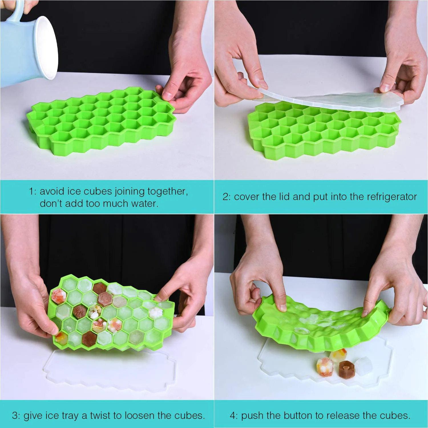 Honeycomb Ice Cube Trays with Removable Lids Silica Gel Ice Cube Mold BPA Free
