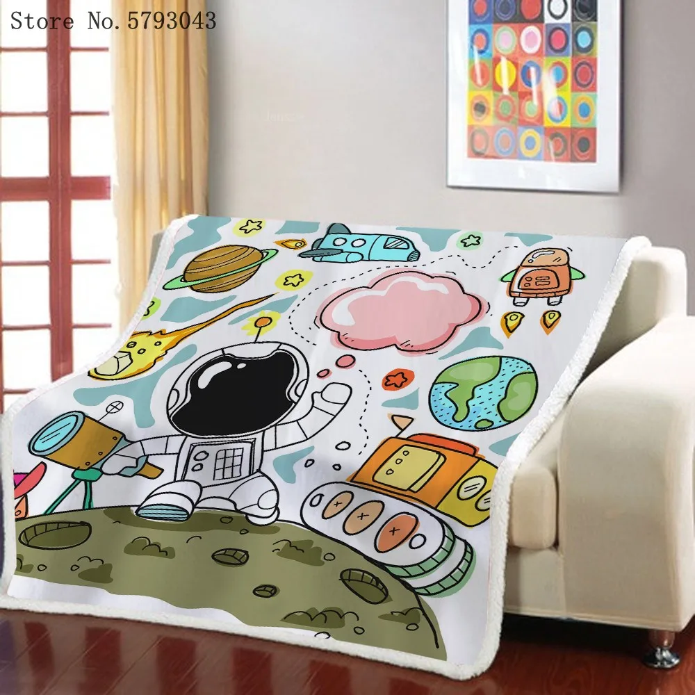 Cartoon Astronaut Sherpa Blanket Rocket Planet Blanket 3D Print Picnic Travel Blanket For Bedroom Home Weighted Blanket Decor
Cartoon Astronaut Sherpa Blanket Rocket Planet Blanket 3D Print Picnic Travel Blanket For Bedroom Home Weighted Blanket Decor