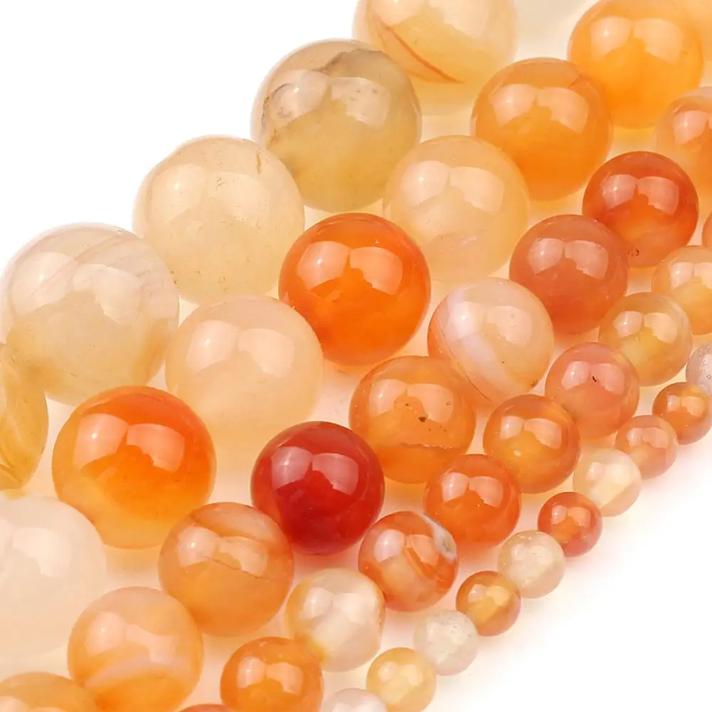 

Natural Stone Orange Red Agates Onyx Round Loose Spacer Beads For Jewelry Making DIY Charm Bracelet 15"Strand 4 6 8 10 12mm