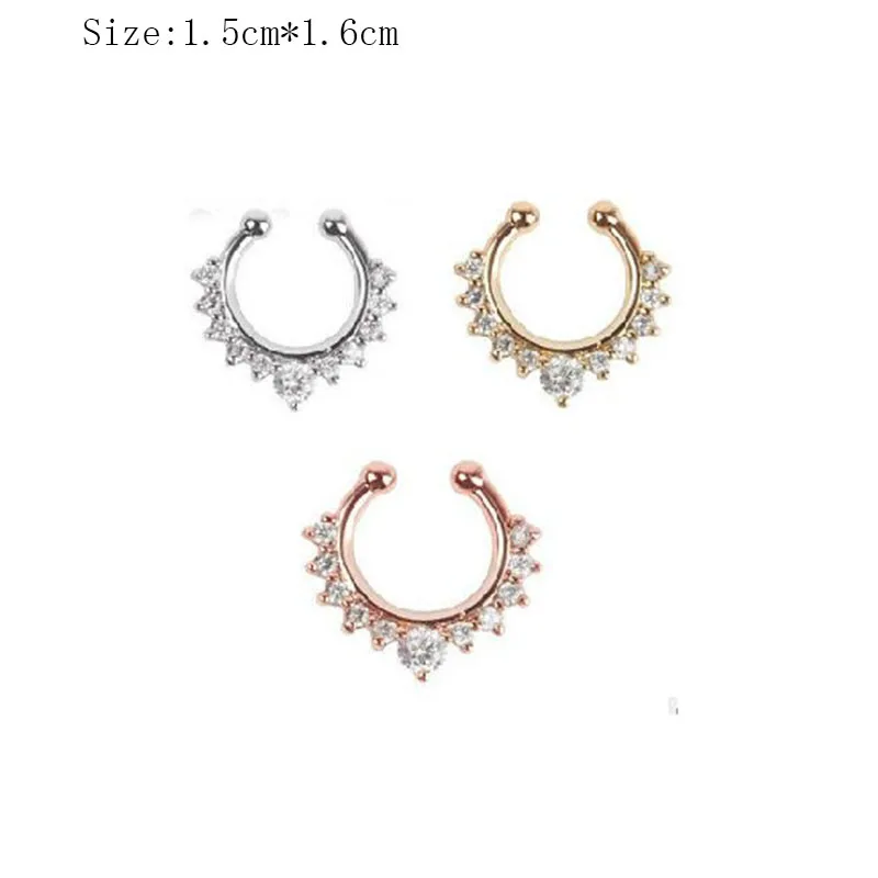 1 PCS Crystal Fake Nose Ring Silver Color Round Fake Septum Piercing Clicker Faux Clip Non Body Hoop for Women Jewelry Nose Clip
1 PCS Crystal Fake Nose Ring Silver Color Round Fake Septum Piercing Clicker Faux Clip Non Body Hoop for Women Jewelry Nose Clip