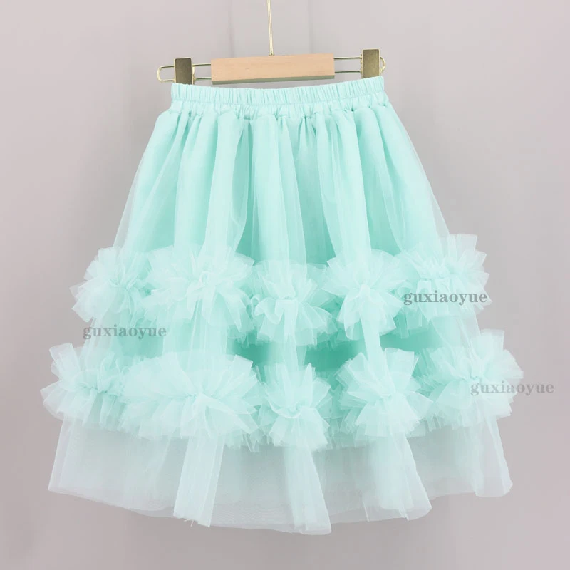 Newest 3-14Years Girls Princess Soft Tulle Skirt Children Mint Long Tutu Evening Party Gown Prom Formal Skirts | Мать и ребенок