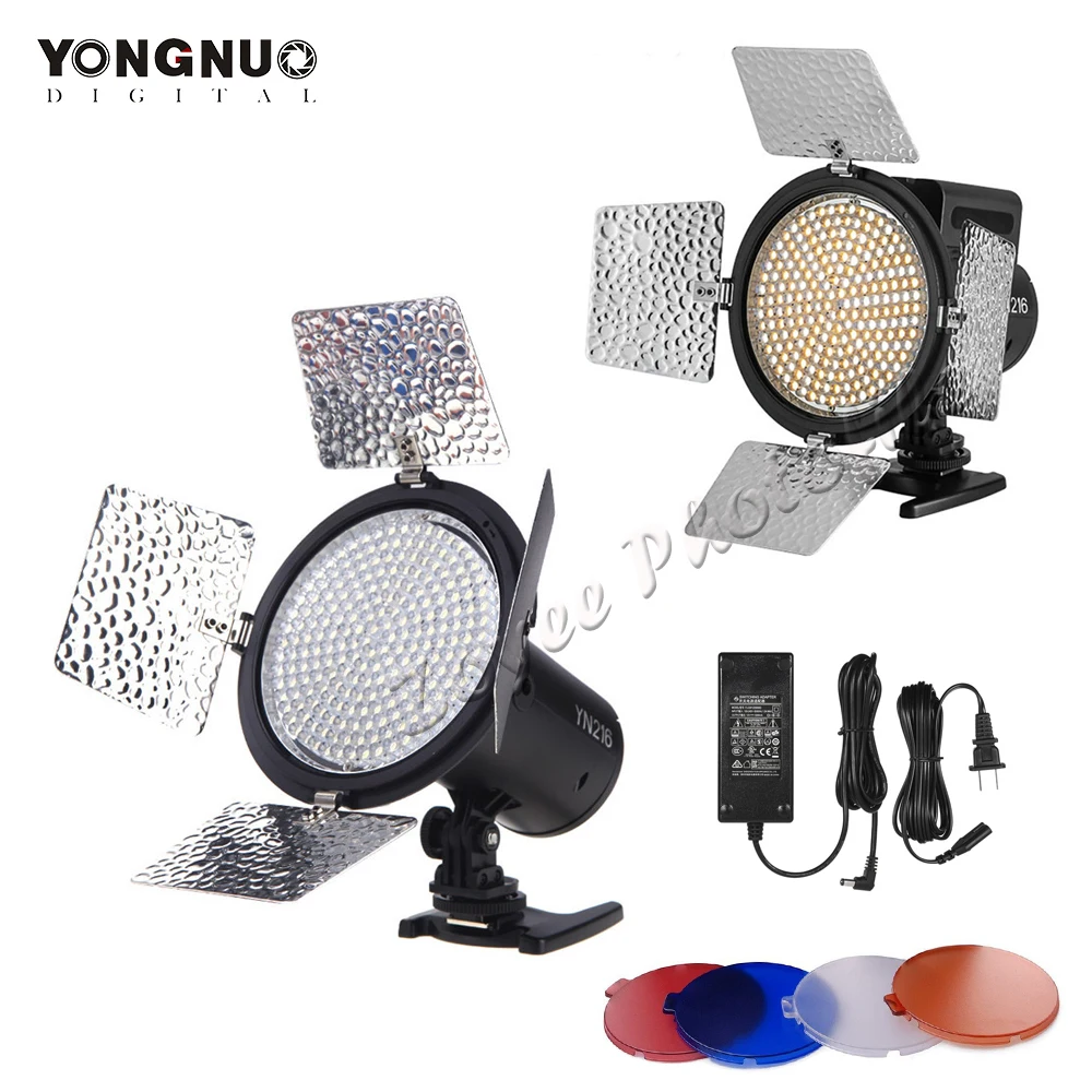 

Yongnuo YN216 5500K/3200-5500K Bi-color LED Video Fill Light Lighting YN-216 with 4 Color Filters for DV DSLR Camera Canon Nikon