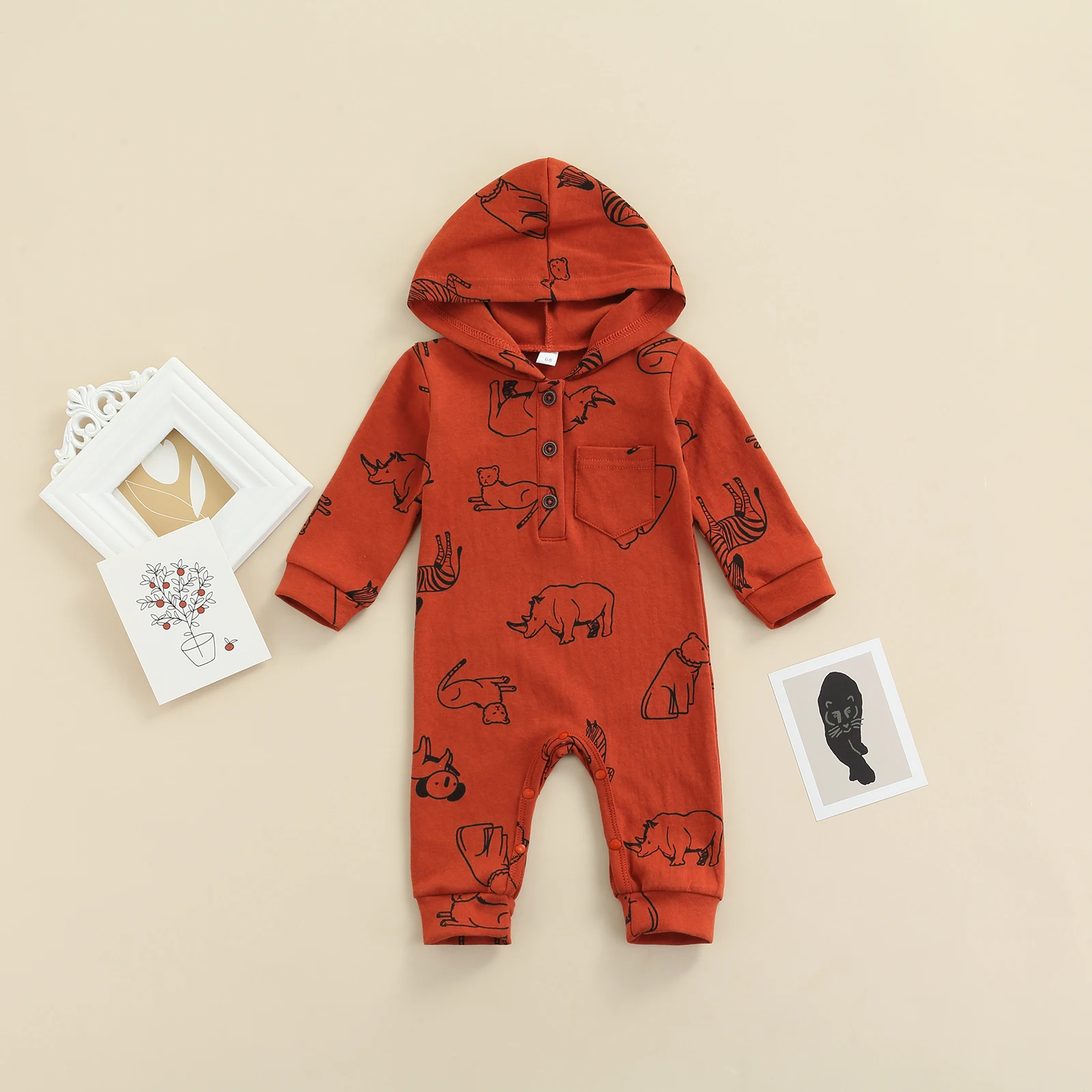 0-18 Months Hooded Romper Newborn Casual Hooded Jumpsuit, Baby Girls Animal Print Long Sleeve Romper with Pocket
0-18 Months Hooded Romper Newborn Casual Hooded Jumpsuit, Baby Girls Animal Print Long Sleeve Romper with Pocket