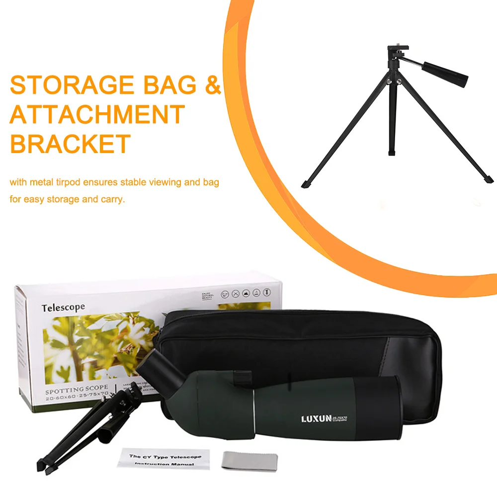 New 25-75x70 Monocular Telescope Phone Lens For Sports Shooting Games Bird Sky Watching w/Tripod+Backpack For Camping Telescope
New 25-75x70 Monocular Telescope Phone Lens For Sports Shooting Games Bird Sky Watching w/Tripod+Backpack For Camping Telescope
