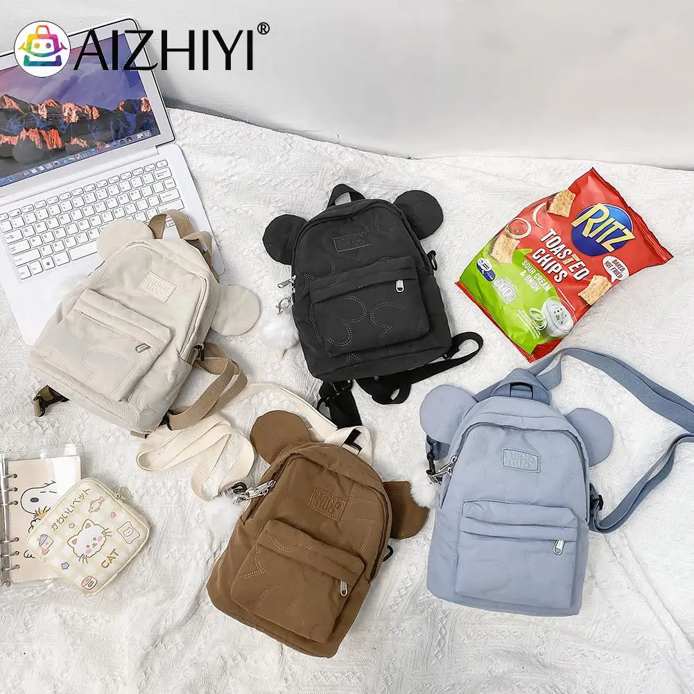 Women Cotton Padded Nylon Backpack with Bear Ear Solid Color Zipper Multi-pocket School BagsWear-Resistant Laptop Bag
Women Cotton Padded Nylon Backpack with Bear Ear Solid Color Zipper Multi-pocket School BagsWear-Resistant Laptop Bag