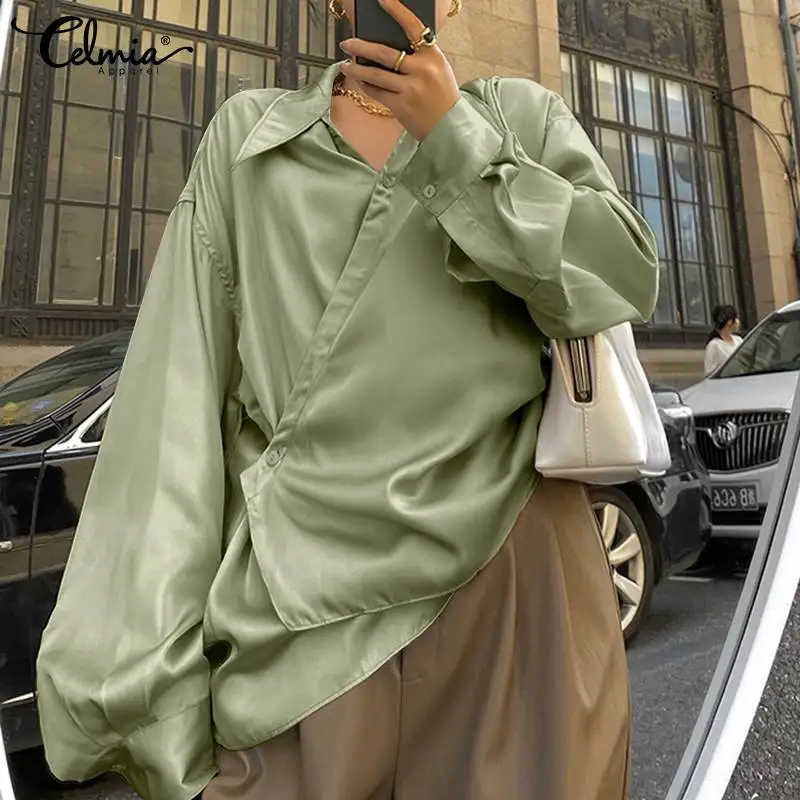 Celmia Elegant Satin Blouse Women Stylish Long Sleeve Elegant OL Shirts Lapel Solid Color Casual Buttons Office Tops Plus Size 7
Celmia Elegant Satin Blouse Women Stylish Long Sleeve Elegant OL Shirts Lapel Solid Color Casual Buttons Office Tops Plus Size 7
