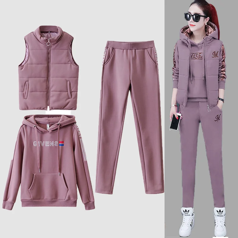 Women's 3 Piece Set Tracksuit Autumn Winter Sport Suit Hoodies+Vest+Pants Casual Suit Velvet Warm Sporting Women Set Outwear
Women's 3 Piece Set Tracksuit Autumn Winter Sport Suit Hoodies+Vest+Pants Casual Suit Velvet Warm Sporting Women Set Outwear