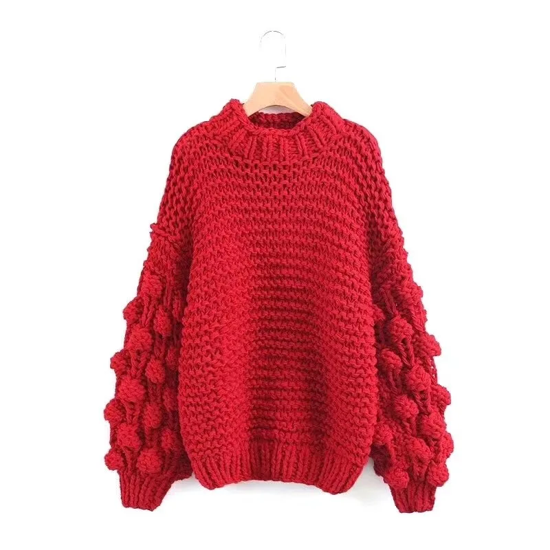 ball Lantern Sleeve Sweater women's thick Spring 2020 new handmade half high neck sweater
ball Lantern Sleeve Sweater women's thick Spring 2020 new handmade half high neck sweater