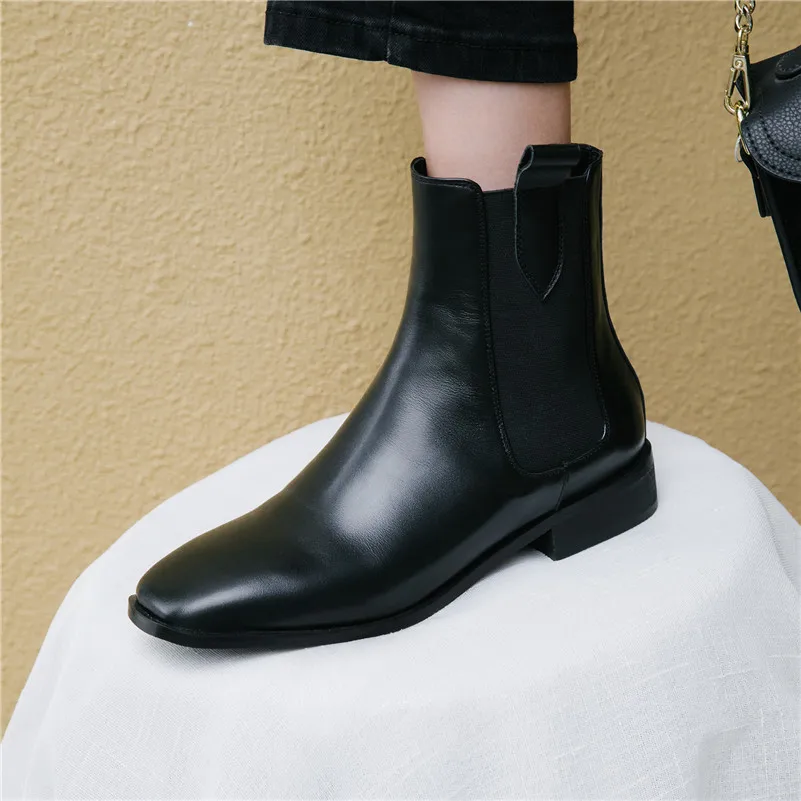 Meotina Autumn Chelsea Boots Women Natural Genuine Leather Flat Ankle Boots Slip on Square Toe Short Shoes Ladies Winter Size 39
Meotina Autumn Chelsea Boots Women Natural Genuine Leather Flat Ankle Boots Slip on Square Toe Short Shoes Ladies Winter Size 39