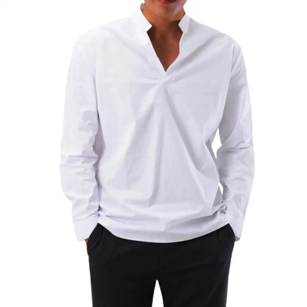 Long Sleeve Male Shirt V Neck Solid Color Stand Collar Slim Shirt Casual Autumn Male White Shirt Streetwear Vacation Party
Long Sleeve Male Shirt V Neck Solid Color Stand Collar Slim Shirt Casual Autumn Male White Shirt Streetwear Vacation Party