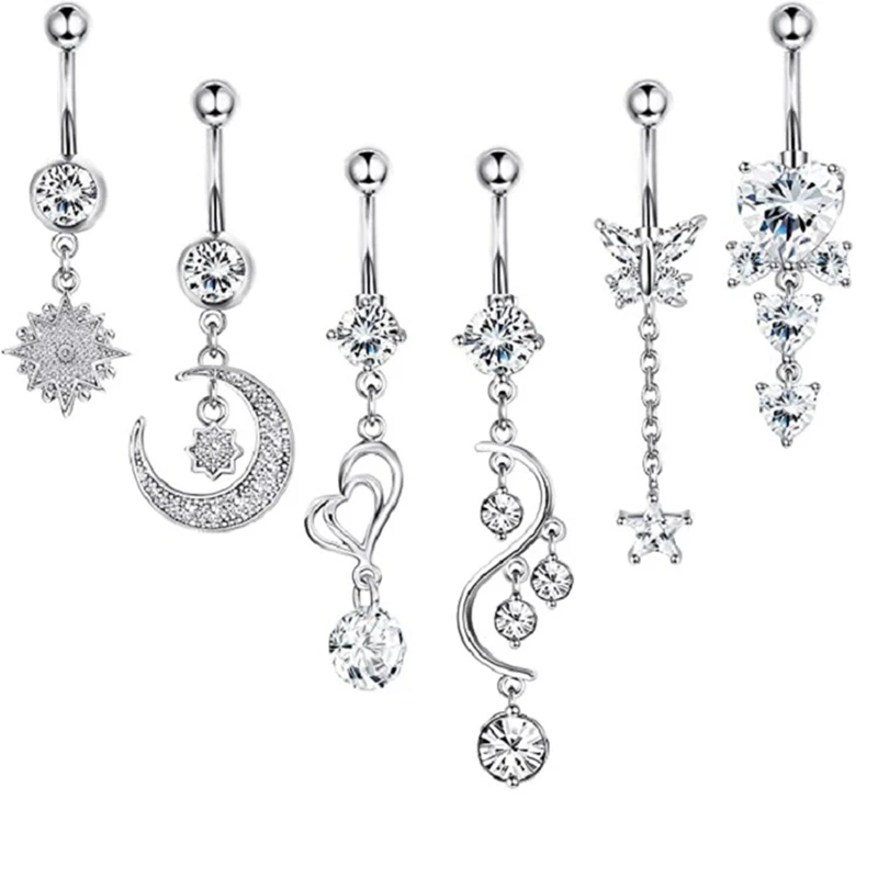 6PCS Fashion Stainless Steel Sexy Belly Button Rings Navel Piercing Navel Ring Body Jewelry For Women Jewelry Accessories
6PCS Fashion Stainless Steel Sexy Belly Button Rings Navel Piercing Navel Ring Body Jewelry For Women Jewelry Accessories