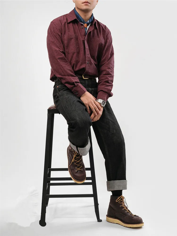 Vintage Style Slim Solid Color Tooling Sanded Shirt Amekaji Pocket Long Sleeve Shirt Men
Vintage Style Slim Solid Color Tooling Sanded Shirt Amekaji Pocket Long Sleeve Shirt Men