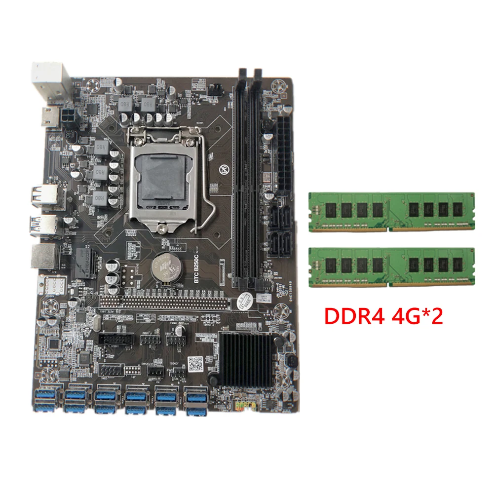 B250C BTC 12x USB3.0 to PCI-E 16X Mining Motherboard 2x DDR8 Miner Board Supports LGA1151 Gen 6/7 CPU Graphics Card HDMI
B250C BTC 12x USB3.0 to PCI-E 16X Mining Motherboard 2x DDR8 Miner Board Supports LGA1151 Gen 6/7 CPU Graphics Card HDMI