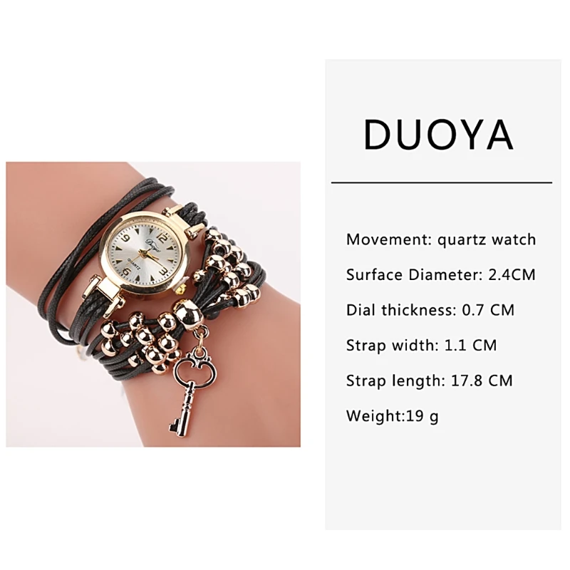 Women Bracelet Weave Wrap Quartz Key Beads Wrist Watch Vintage PU Leather Alloy 19QC
Women Bracelet Weave Wrap Quartz Key Beads Wrist Watch Vintage PU Leather Alloy 19QC