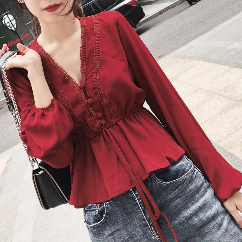 Women Spring Summer Style Chiffon Blouses Shirts Lady Casual Long Lantern Sleeve V-Neck Chiffon Blusas Tops
Women Spring Summer Style Chiffon Blouses Shirts Lady Casual Long Lantern Sleeve V-Neck Chiffon Blusas Tops