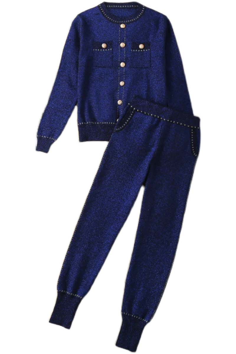 2 Piece Outfits for Women Pants and Top with 4 Pockets Pullovers Narrow Leg Trousers Knitted Gold Wire Cool Conjuntos De Mujer 
2 Piece Outfits for Women Pants and Top with 4 Pockets Pullovers Narrow Leg Trousers Knitted Gold Wire Cool Conjuntos De Mujer