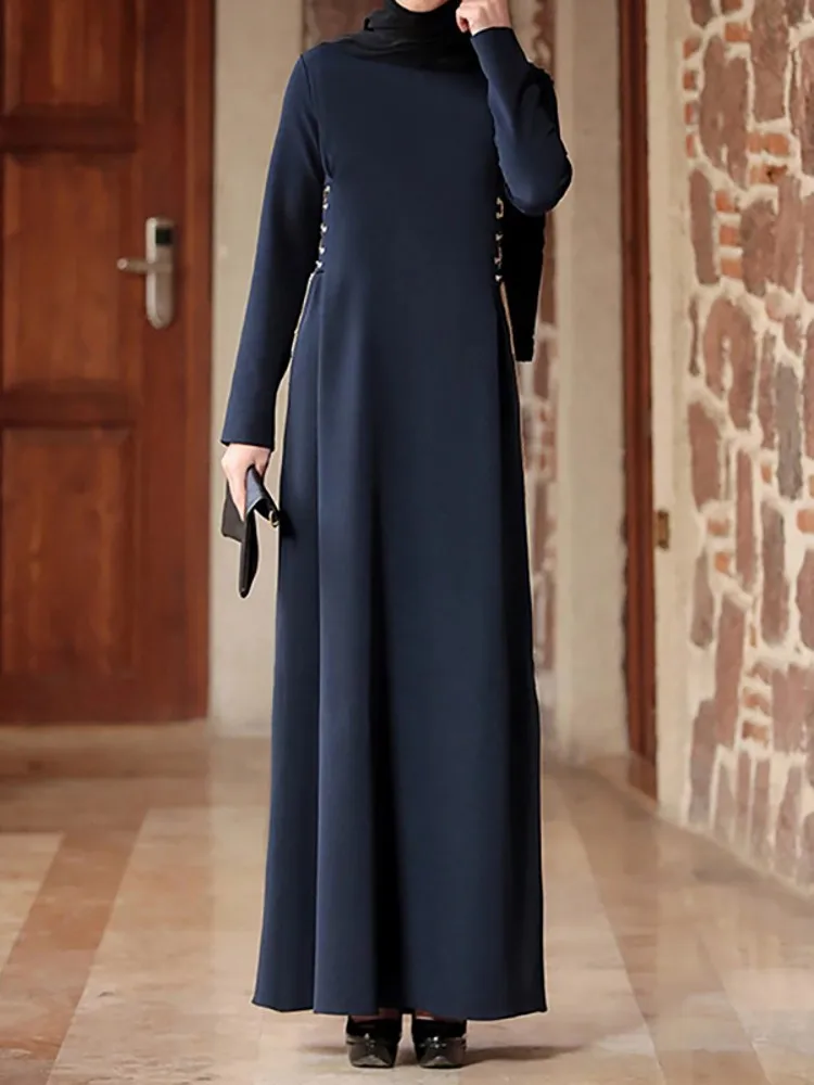 Abaya Muslim Fashion Maxi Dresses Women Full Sleeve Chain Cross Lace Up Dress Robes 2021 Spring New Arab Dubai Islamic Vestidos
Abaya Muslim Fashion Maxi Dresses Women Full Sleeve Chain Cross Lace Up Dress Robes 2021 Spring New Arab Dubai Islamic Vestidos