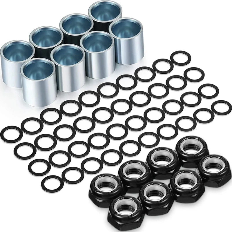 56 Pieces Skateboard Truck Hardware Kit Includes Spacers, Axle Nuts and Speed Rings for Skateboard and Longboard
56 Pieces Skateboard Truck Hardware Kit Includes Spacers, Axle Nuts and Speed Rings for Skateboard and Longboard