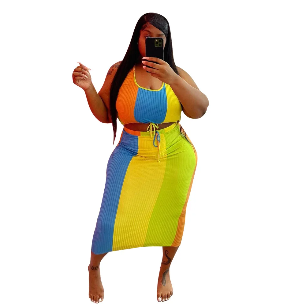 Plus Size Women Sexy Clubwear Two Pieces 2021 Summer Charming High Waist Bodycon Skirts + Sleeveless Spaghetti Strap Tops Sets
Plus Size Women Sexy Clubwear Two Pieces 2021 Summer Charming High Waist Bodycon Skirts + Sleeveless Spaghetti Strap Tops Sets
