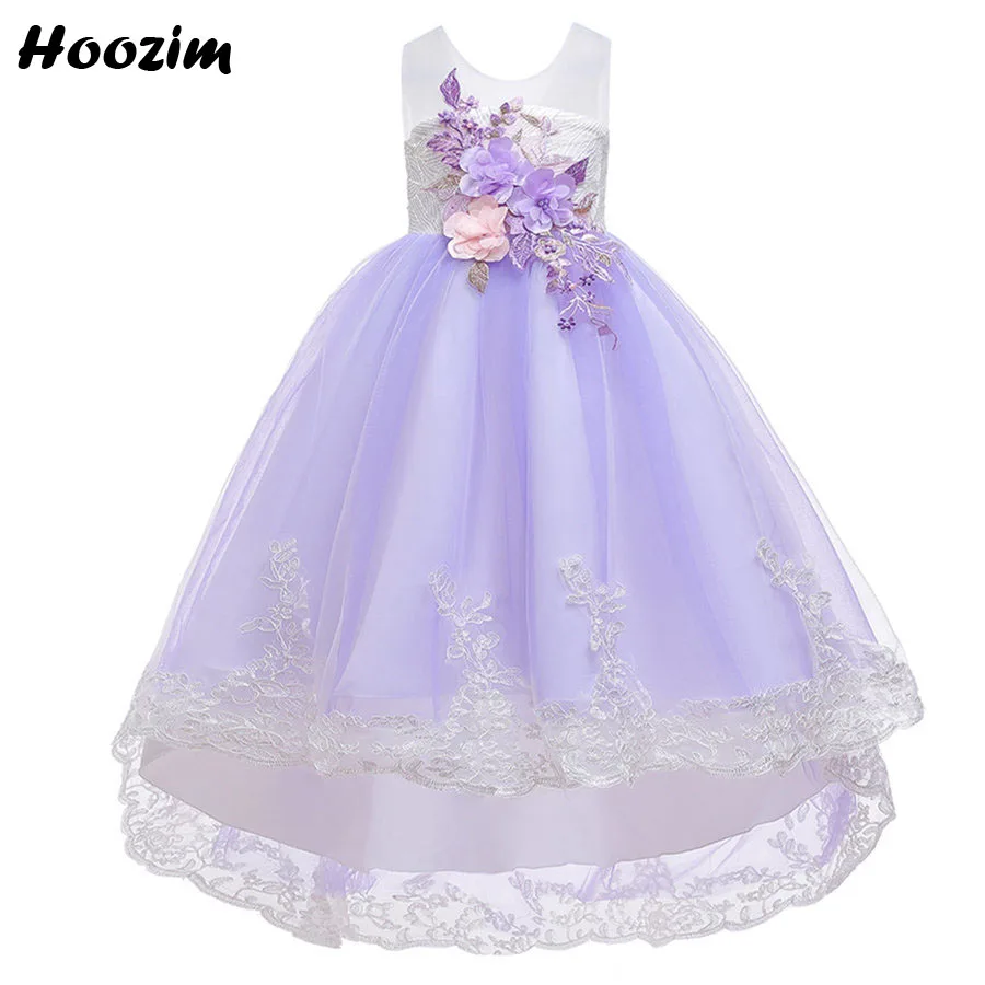 

Lavender Applique Pageant And Wedding Party Dress Girls 6-15 Years Princess Flowere Evening And Prom Asymmetrical Dresses Teens