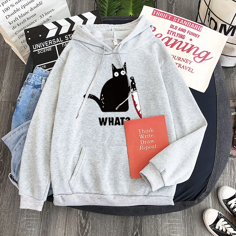 Cute cartoon cat with a knife what sweatshirt hoodie kawaii print top Fashion girl print hoodie Personality ladies sweatshirt h
Cute cartoon cat with a knife what sweatshirt hoodie kawaii print top Fashion girl print hoodie Personality ladies sweatshirt h