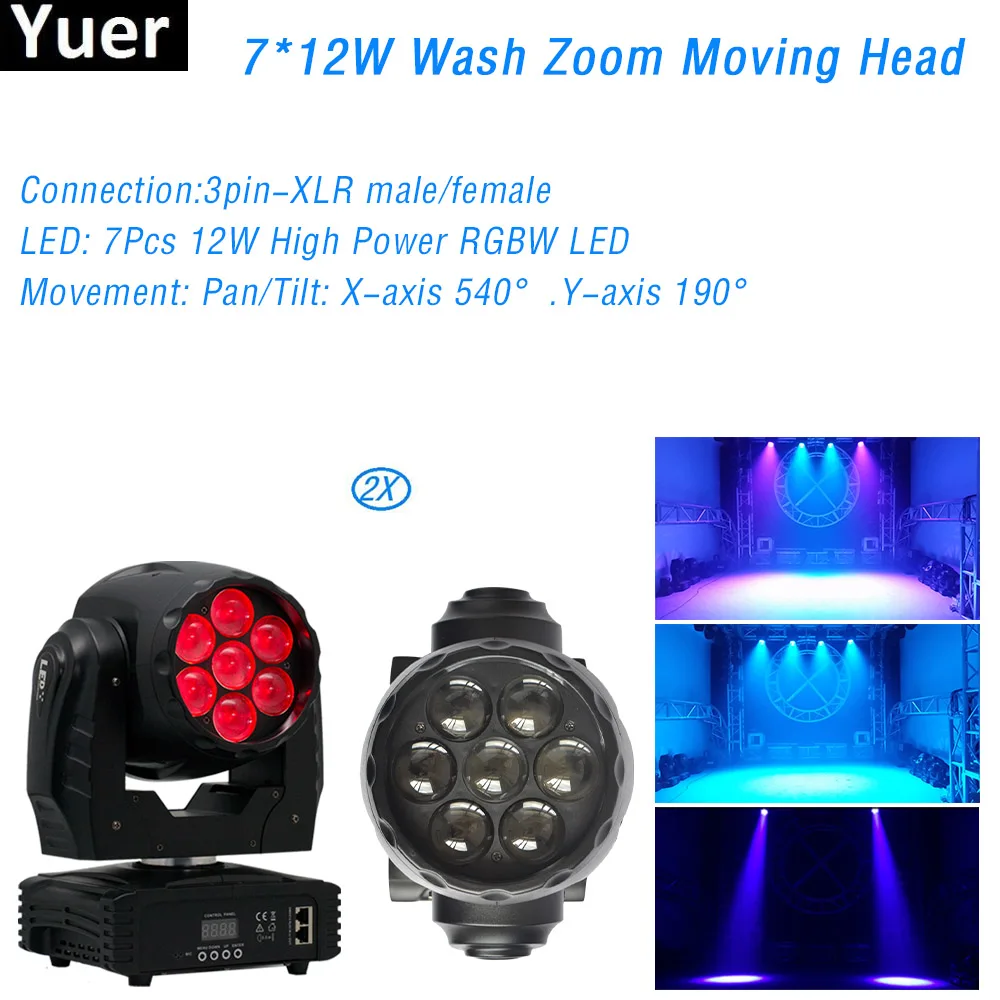 2Pcs/Lot Professional DJ Disco Stage lighting 7x12W RGBW DMX512 Sound Control LED Moving Head Light For Club Bar Party Light
2Pcs/Lot Professional DJ Disco Stage lighting 7x12W RGBW DMX512 Sound Control LED Moving Head Light For Club Bar Party Light