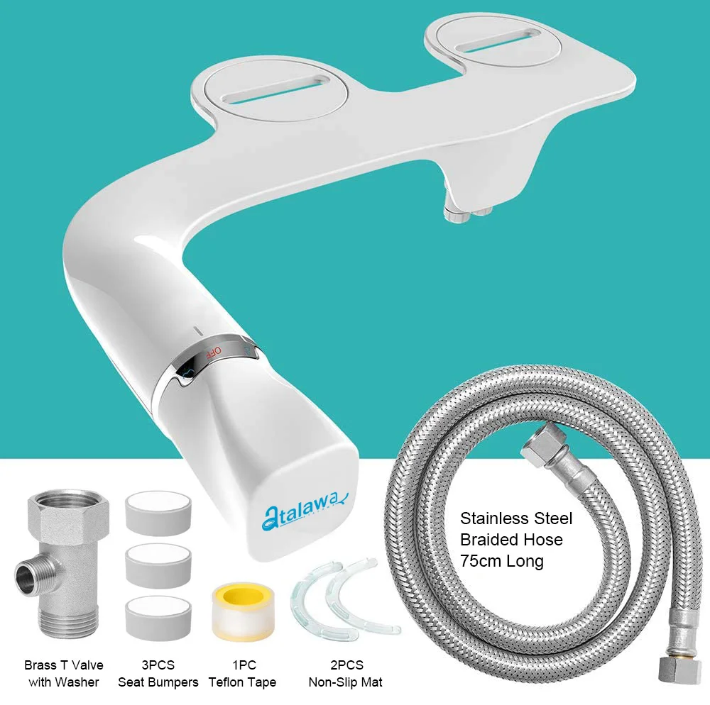 Bidet, Atalawa Slim Non Electric Bidet Toilet Seat Attachment, Dual Nozzles Sprayer for Rear & Feminine Wash, Cold Water Spray
Bidet, Atalawa Slim Non Electric Bidet Toilet Seat Attachment, Dual Nozzles Sprayer for Rear & Feminine Wash, Cold Water Spray