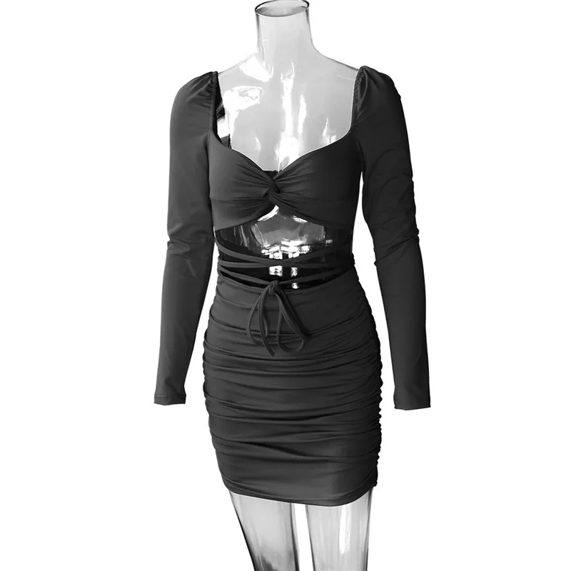 Hollow Out Drawstring Ruched Dress Women Solid Long Sleeve Sexy Bodycon Mini Dresses Ladies Backless Streetwear Autumn Vestidos
Hollow Out Drawstring Ruched Dress Women Solid Long Sleeve Sexy Bodycon Mini Dresses Ladies Backless Streetwear Autumn Vestidos