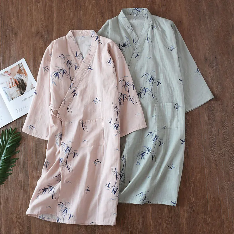 Spring Summer New Couple Kimono Pajamas Men Women's Pajamas Cotton Simple Salix Leaf Spa Large Size Bathrobe Cotton Women's Robe
Spring Summer New Couple Kimono Pajamas Men Women's Pajamas Cotton Simple Salix Leaf Spa Large Size Bathrobe Cotton Women's Robe