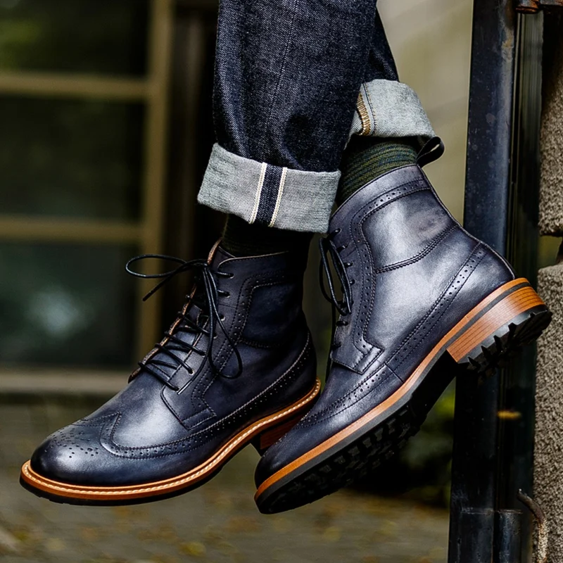 British Man Handmade Laces Military Brogues Shoes Genuine Leather Round Toe Heels Men's Timber Land Riding Ankle Boots NHS162
British Man Handmade Laces Military Brogues Shoes Genuine Leather Round Toe Heels Men's Timber Land Riding Ankle Boots NHS162