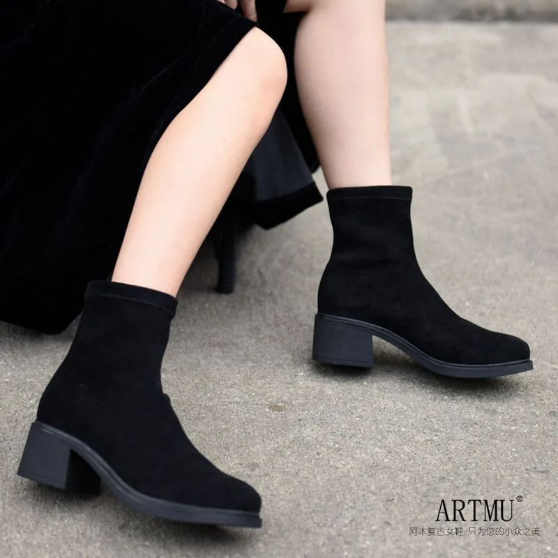 Artmu Original Elastic Women Boots Thick Heel Handmade Boots Thin Boots Black Ankle Boots Autumn And Winter 2020 New DM6520
Artmu Original Elastic Women Boots Thick Heel Handmade Boots Thin Boots Black Ankle Boots Autumn And Winter 2020 New DM6520