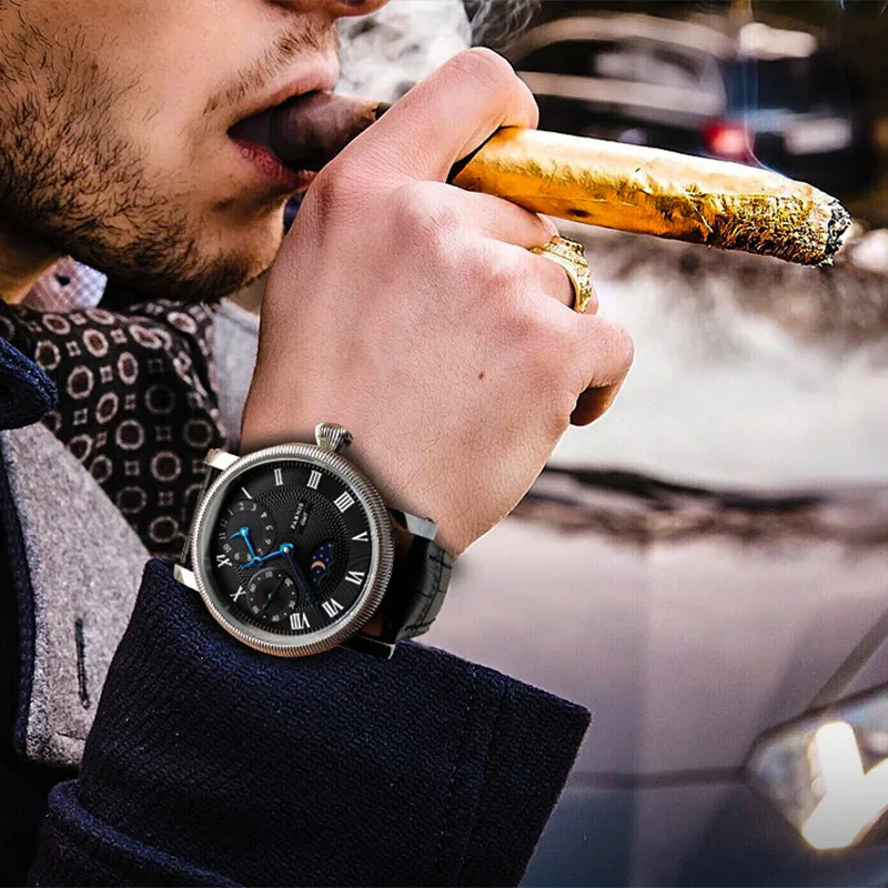 Parnis 42mm Handwind Mechanical Watches Men Wrist Moon Phase Stainless Steel Case Leather Strap Waterproof GMT Watches Men
Parnis 42mm Handwind Mechanical Watches Men Wrist Moon Phase Stainless Steel Case Leather Strap Waterproof GMT Watches Men