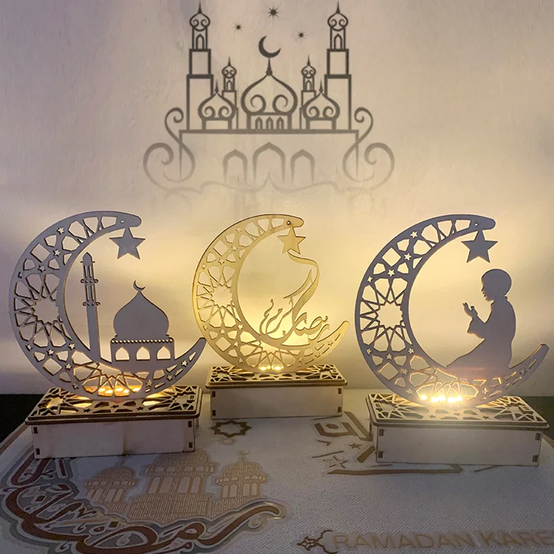 Islamic Mosque Eid Mubarak Moon Stars LED Luminous Decoration European Wooden Ramadan Home Interior Decoration
Islamic Mosque Eid Mubarak Moon Stars LED Luminous Decoration European Wooden Ramadan Home Interior Decoration