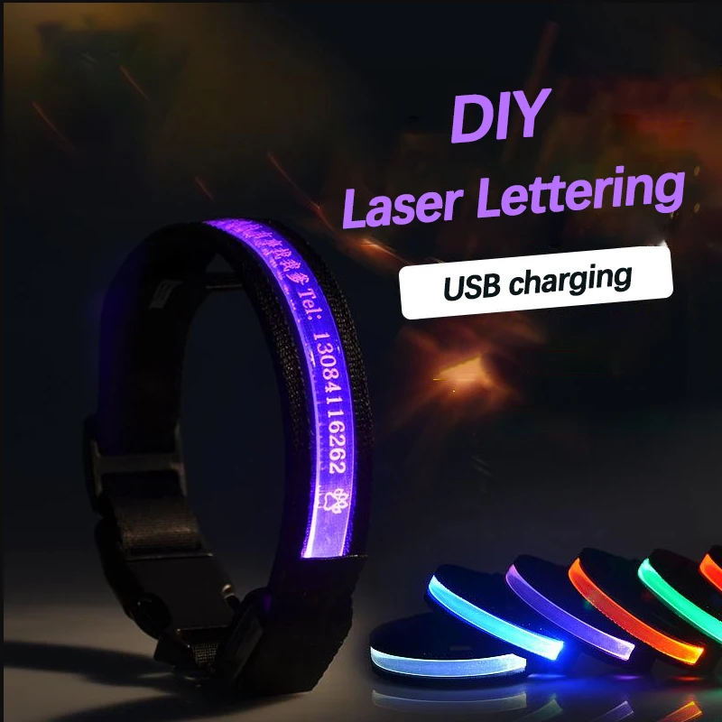 Laser Lettering LED Dog Collar XS-XL Personality Name Design Pet Collar Puppy Kitten Cat Necklace USB Charge At Night Anti-loss
Laser Lettering LED Dog Collar XS-XL Personality Name Design Pet Collar Puppy Kitten Cat Necklace USB Charge At Night Anti-loss
