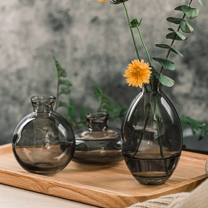

3Pcs Classic Creative Mini Vase Top Quality Glass Transparent Home Deco Living Room Reagent Bottles Flower Vase Wholesale