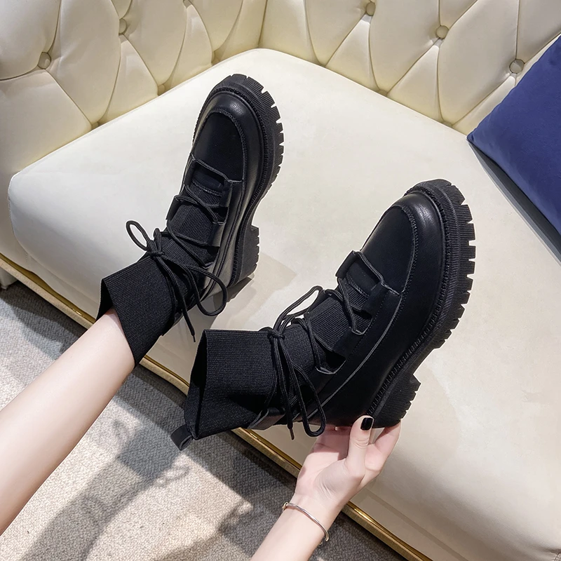 2021 Motorcycle Women's Boots Winter Women's Ankle Boots Soft End Shoes Black Botas Female Lace Up Platforms Women Botas Mujer
2021 Motorcycle Women's Boots Winter Women's Ankle Boots Soft End Shoes Black Botas Female Lace Up Platforms Women Botas Mujer