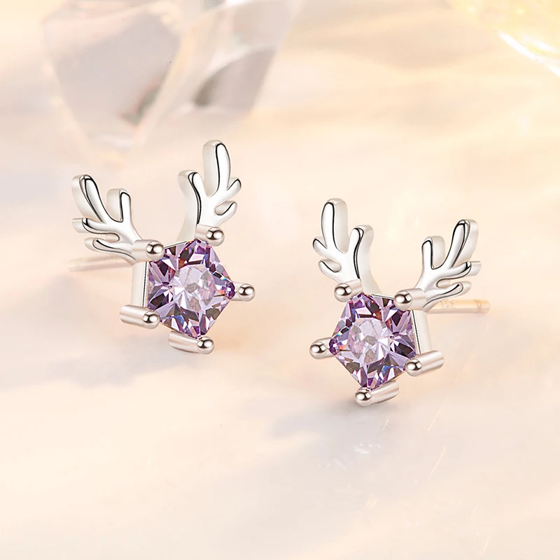 Fashion Mini Elk Antler Stud Earring Women Christmas Jewelry Shiny Crystal White Purple Zircon Pentagonal Earring Christmas Gift
Fashion Mini Elk Antler Stud Earring Women Christmas Jewelry Shiny Crystal White Purple Zircon Pentagonal Earring Christmas Gift
