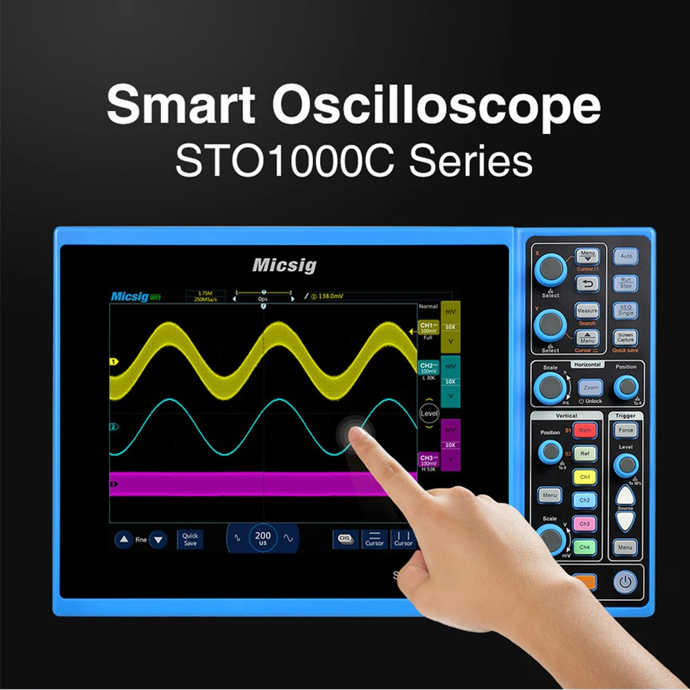 Micsig Tablet Oscilloscope Handheld STO1104C 100MHz 4CH 1GSa Touch Screen Portable Digital Oscilloscope USB WI-FI STO1004
Micsig Tablet Oscilloscope Handheld STO1104C 100MHz 4CH 1GSa Touch Screen Portable Digital Oscilloscope USB WI-FI STO1004