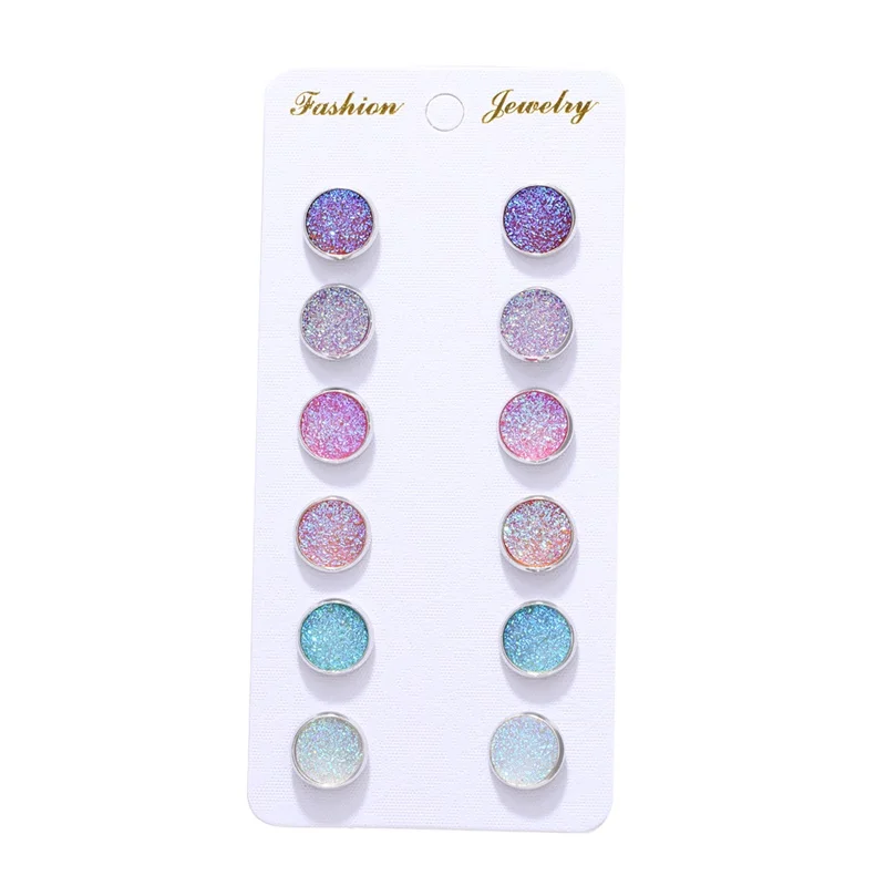 Bling Colorful Earring Sets 6 Pairs / Set Mixed Color Cute Round Stud Earrings For Women Fashion Jewelry Birthday Gift Wholesale
Bling Colorful Earring Sets 6 Pairs / Set Mixed Color Cute Round Stud Earrings For Women Fashion Jewelry Birthday Gift Wholesale