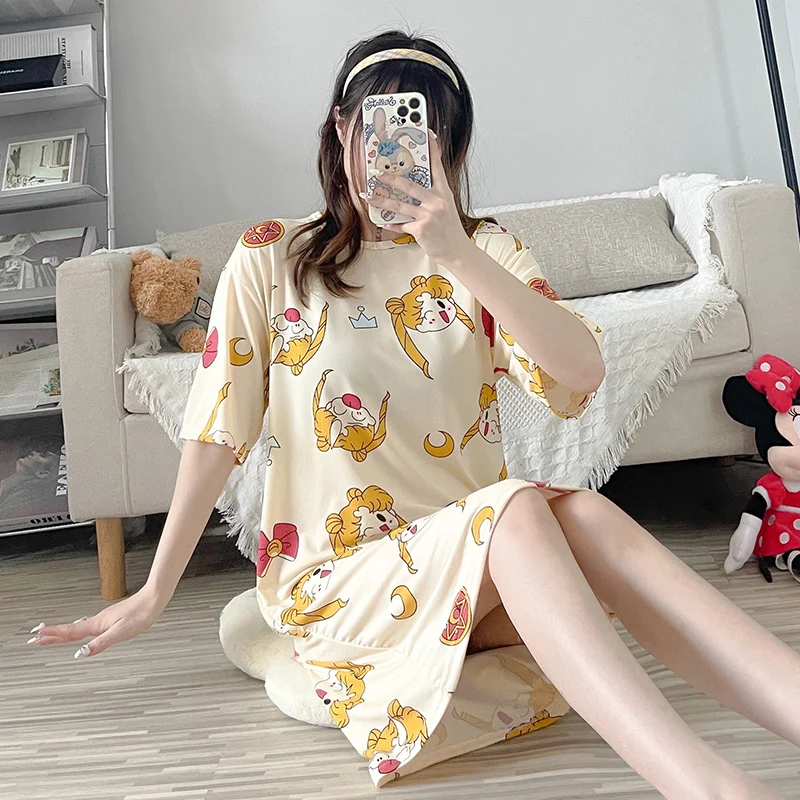 Cartoon Sailor Moon Short-sleeved Nightdress Loose Sweet And Cute Home Dress Cotton Sleepwear Summer Women Nightgowns
Cartoon Sailor Moon Short-sleeved Nightdress Loose Sweet And Cute Home Dress Cotton Sleepwear Summer Women Nightgowns