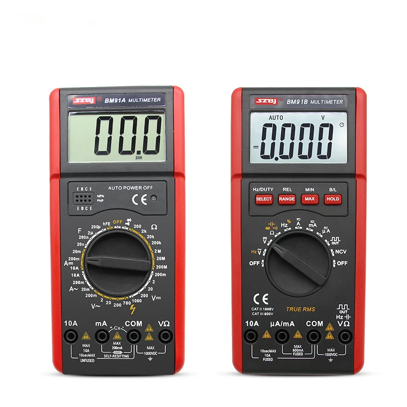SZBJ BM91A/BM91B High Precision Digital Multimeter AC/DC Backlight Automatic Range Capacitance Meter
SZBJ BM91A/BM91B High Precision Digital Multimeter AC/DC Backlight Automatic Range Capacitance Meter