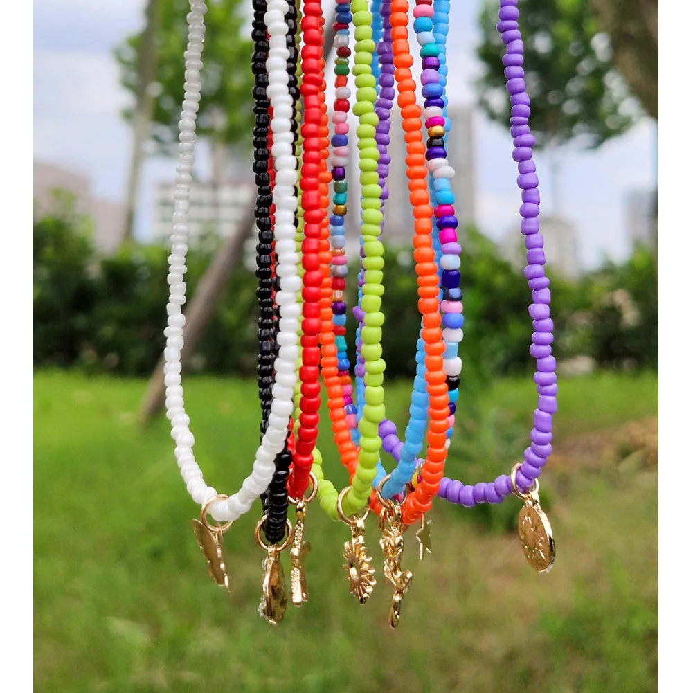 Acrylic Rice Beaded Necklace For Women Metal Pendant Choker Multicolor Resin Seed Bead Strand Femme Handmade Charm Jewelry 2021
Acrylic Rice Beaded Necklace For Women Metal Pendant Choker Multicolor Resin Seed Bead Strand Femme Handmade Charm Jewelry 2021