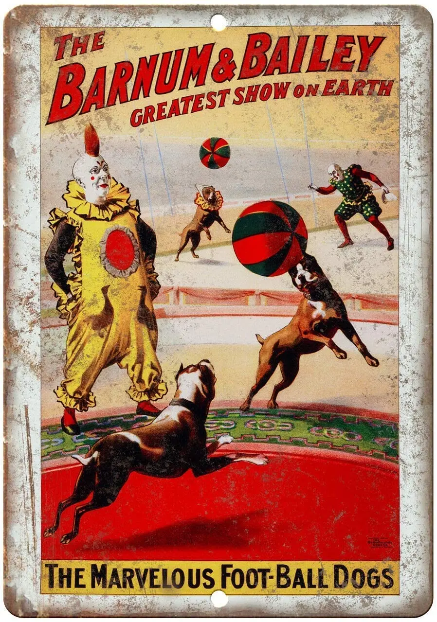 Foot Ball Dogs Barnum & Bailey Circus Poster Funny Art Decor Vintage Aluminum Retro Metal Tin Sign Painting Signs 20x30cm
Foot Ball Dogs Barnum & Bailey Circus Poster Funny Art Decor Vintage Aluminum Retro Metal Tin Sign Painting Signs 20x30cm